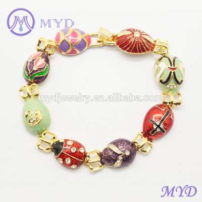 Personalized color enamel Easter Day Russian Faberge egg bracelet