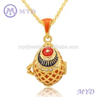 Colorful enameled crystal Russian necklace Faberge Egg Pendant Locket