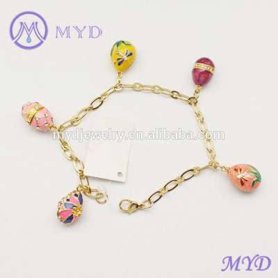 Copper material enameled flower crystal Easter Faberge egg bracelet fashion in Russia