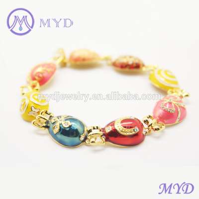 handmade women color enameled Easter Faberge egg bracelet